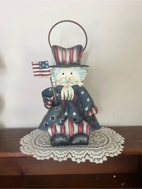 Tin Man USA Patriotic Hanging Garden Decor - Vintage rusty decor